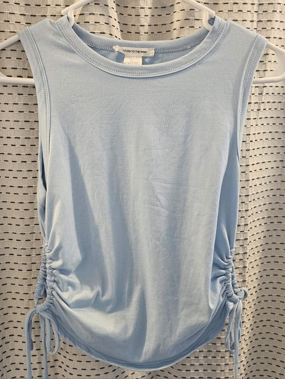 Caution To The Wind Light Blue Ruched Drawstring Tank